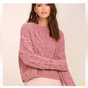 COPY - COPY - J.O.A. JOA Beth Pink Cable Knit Sweater
